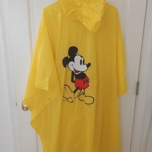 Vintage Disney Mickey Mouse Yellow Vinil Raincoat Jacket Unisex Adults